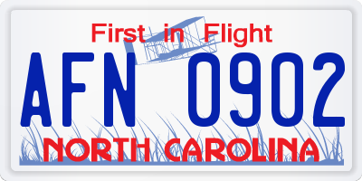 NC license plate AFN0902