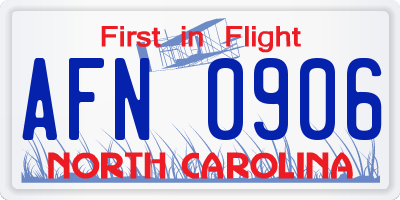 NC license plate AFN0906