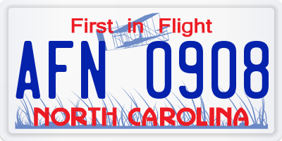 NC license plate AFN0908