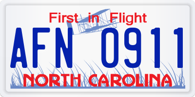 NC license plate AFN0911