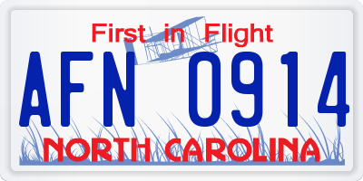 NC license plate AFN0914