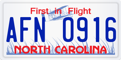 NC license plate AFN0916