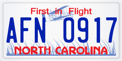 NC license plate AFN0917