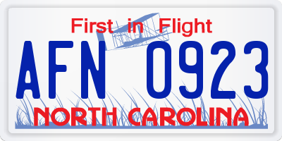 NC license plate AFN0923
