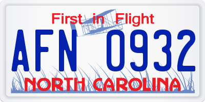 NC license plate AFN0932