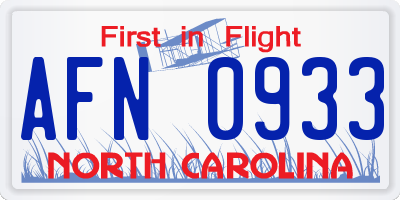 NC license plate AFN0933