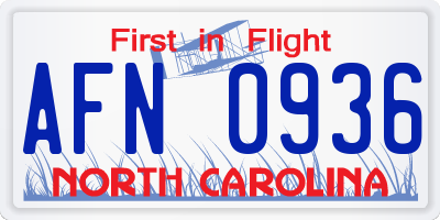 NC license plate AFN0936