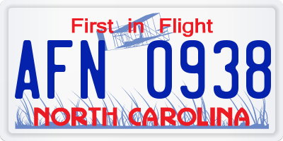 NC license plate AFN0938