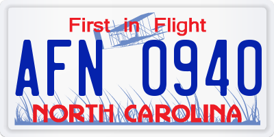 NC license plate AFN0940