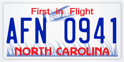 NC license plate AFN0941