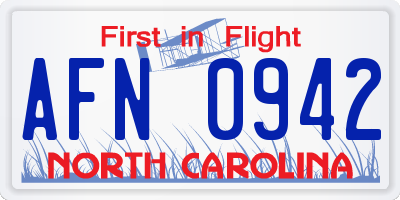 NC license plate AFN0942