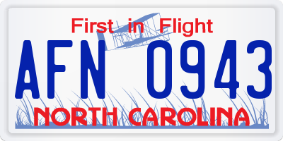 NC license plate AFN0943