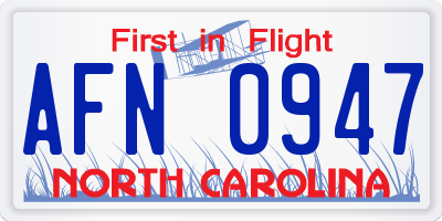 NC license plate AFN0947