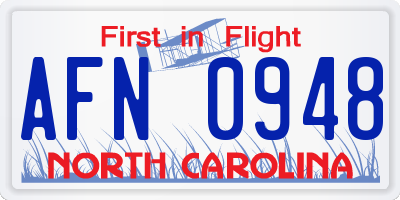 NC license plate AFN0948