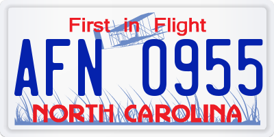 NC license plate AFN0955