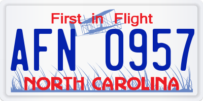 NC license plate AFN0957