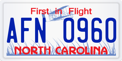 NC license plate AFN0960