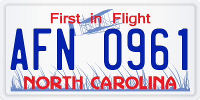 NC license plate AFN0961