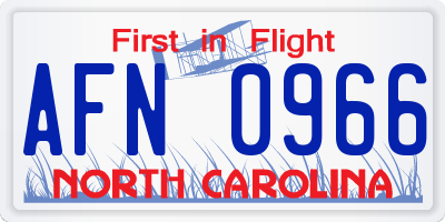NC license plate AFN0966