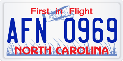NC license plate AFN0969