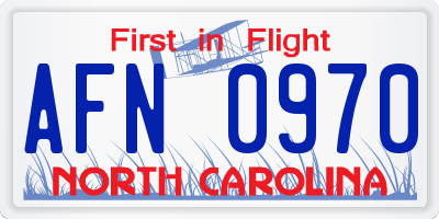NC license plate AFN0970