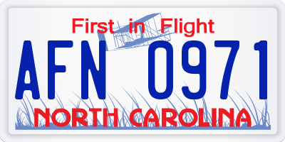 NC license plate AFN0971