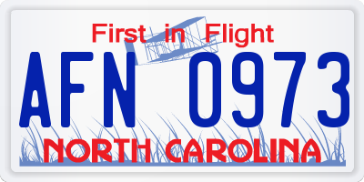 NC license plate AFN0973