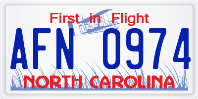 NC license plate AFN0974
