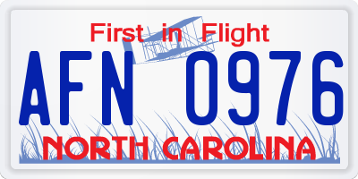 NC license plate AFN0976