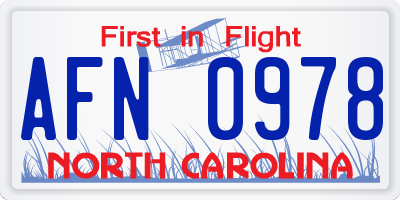 NC license plate AFN0978