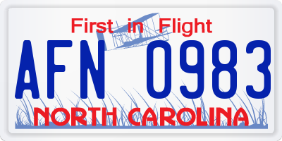 NC license plate AFN0983