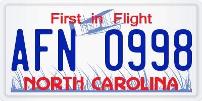 NC license plate AFN0998