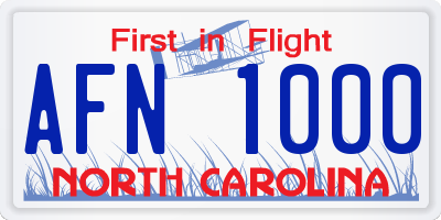 NC license plate AFN1000