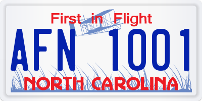 NC license plate AFN1001