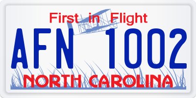 NC license plate AFN1002