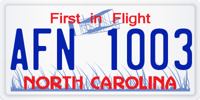NC license plate AFN1003