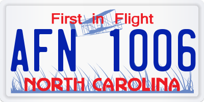NC license plate AFN1006
