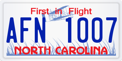 NC license plate AFN1007