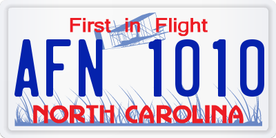 NC license plate AFN1010