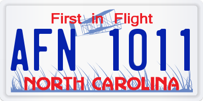 NC license plate AFN1011