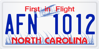 NC license plate AFN1012