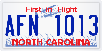 NC license plate AFN1013