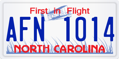 NC license plate AFN1014