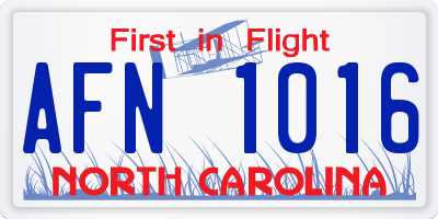 NC license plate AFN1016