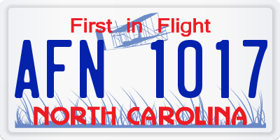 NC license plate AFN1017
