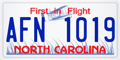 NC license plate AFN1019