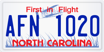 NC license plate AFN1020