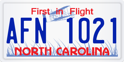 NC license plate AFN1021