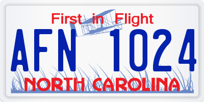 NC license plate AFN1024