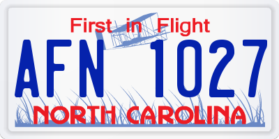NC license plate AFN1027